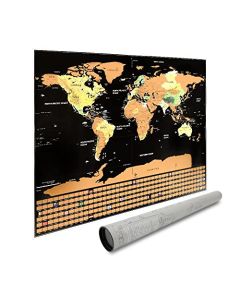 Redlemon Mapa Mundial Para Rascar con Países, Estados, Ciudades y Banderas del Mundo, Fondo de Colores, Laminado, Resistente Estilo Vintage, Tamaño 82x59 cm, Cartografía Precisa con Detalles