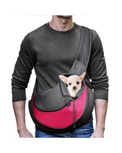 Rabbitstorm Mochila para Mascotas, Correa Ajustable de Manos Libres, Malla Transpirable de Doble Cara, Adecuada para 11 Libras, Adecuada para Gatos y Perros Pequeños, Viajes al Aire Libre (Rosa Roja)