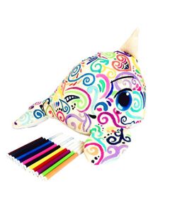 3D MANDALA-BALLENA UNICORNIO de tela suave para colorear. Busca paz, armonía y relajación/Regalo decorativo, divertido y personalizable para niños y adultos. Disfruta de tu creación, no la guardes en un libro. Mod. MAORI