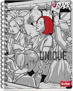 Scribe, INBLACK, Cuaderno Espiral Doble Profesional de Pasta Dura, Cuadro Chico C.5 de 100 Hojas (Diseño de Portada Aleatoria)