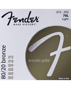 Fender 70L 80/20 Bronce Ball End 12-52, cuerdas para guitarra acústica