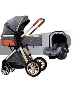 Cochecito de bebé 3 en 1 for recién nacidos y niños pequeños, cochecito de bebé reversible for recién nacidos, cochecito de bebé de lujo ajustable de alta vista Cochecito de bebé con cubierta for la l