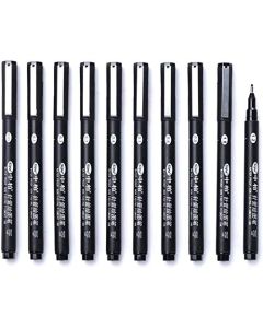 Juego de 10 bolígrafos de punta fina, bolígrafos de tinta negra, bolígrafos de punta fina, bolígrafos de tinta de dibujo,pigmento para cuaderno de viñas, bocetos, dibujos, documentos de oficina