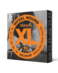 Cuerdas de guitarra D'Addario - Cuerdas de guitarra eléctrica de níquel XL - EXL110-5P - Entonación perfecta, sensación consistente - Para guitarras de 6 cuerdas - 10-46 Regular Light, 5-Pack