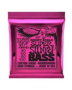 Ernie Ball Super Slinky P02854 - Cuerdas para bajo, entorchado de níquel, escala corta, calibre 45-100