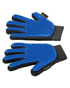 Slowton Guantes removedores de Pelo para mascotas (sólo 2 guantes), cepillo de Deshedding suave guante, removedor de pelo de mascotas eficiente, diseño de cinco dedos mejorado, perfecto para perro y gato con pelo largo y corto (1 par)