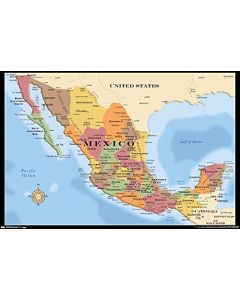 Trends International Póster de Pared con Mapa de México, 56.9 x 86.36 cm