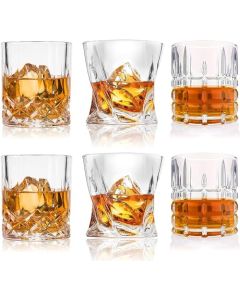 U Chef Juego de 6 Vasos de Whisky de 11 onzas, Vasos de Cristal, Vasos de Cristalería, Vasos de ron/whisky, Vasos de Coctelería para Bar