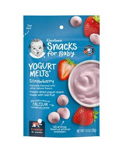 Gerber Yogurt Melts Freeze-Dried Yogurt Snack made with real fruit, Strawberry, 1 oz