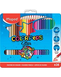 Maped 832016ZV Lápices de Colores X 24, Caja de Metal, pack of/paquete de 24
