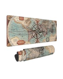 Nautical Map World Compass - Alfombrilla de mouse de viaje XL extendida con base de goma antideslizante con borde cosido para juegos, almohadilla grande para ratones de 31.5 x 11.8 pulgadas