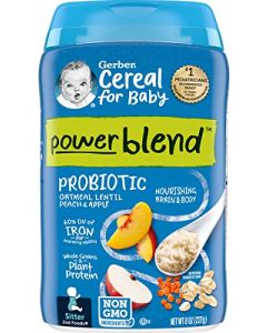 Gerber Baby Cereal Probiotic Oatmeal & Peach Apple Baby Cereal Canister, 8 oz