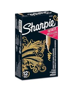 Sharpie Marcadores permanentes metálicos | Punta fina | Oro | 12 unidades