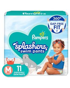 Pampers Splashers Pañales de natación Talla M, 11 piezas, para bebés de 9 a 15 kg.