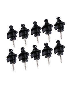 Bloqueo de Correa para Guitarra,10 unids/bolsa de Metal cabeza redonda correa cerraduras antideslizantes Straplocks botones para guitarra eléctrica (negro)