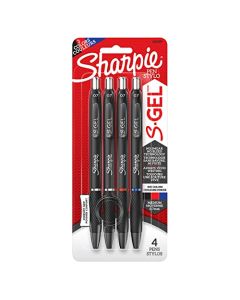 Sharpie S-Gel, bolígrafos de gel, punta media (0,7 mm), colores surtidos, 4 unidades