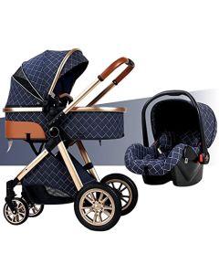 Cochecito de bebé 3 en 1 for recién nacidos y niños pequeños, cochecito de bebé reversible for recién nacidos, cochecito de bebé de lujo ajustable de alta vista Cochecito de bebé con cubierta for la l