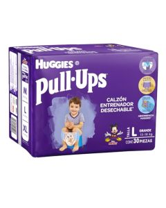 Huggies Pull-Ups Calzoncitos Entrenadores, Talla Grande Niño, Paquete con 30 Piezas, Ideal para niños de entre 15 a 18 kg