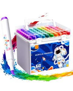 LIUIAHZBF Rotuladores Acrilicos, 60 Colores Acrylic Markers, Plumones Acrílicos, Plumones de Pintura Acrilica, Plumones para Niñas, Aficionados, Artistas (Azul)