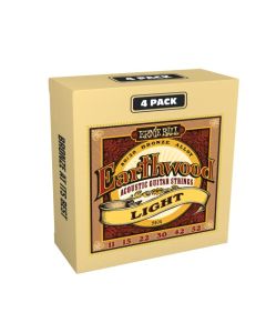 Ernie Ball Earthwood Light - Cuerdas para guitarra acústica, bronce 80/20, 4 paquetes, calibre 11-52