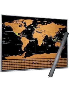 Mapa Mundial para Pared, Mapa del Mundo Raspado en Oro Negro, Póster para Rascar el Mundo, 197 Países/Banderas con Cartografía Detallada, Cartografía Precisa con Detalles para Viajero