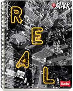 Scribe, INBLACK, Cuaderno con Espiral Doble, Formato Profesional de Pasta Semi Rígida, Cuadro Grande C.7 de 100 Hojas (Diseño de Portada Aleatoria)