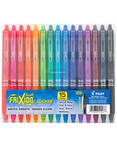 Pilot FriXion Clicker - Bolígrafos de tinta de gel borrables, recargables y retráctiles, punta fina, tintas de colores surtidos, 15 unidades (14447)
