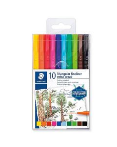 STAEDTLER Triplus Broadliner - Rotulador para dibujo, dibujo, diario, paquete de 10 colores surtidos, 338 TB10-C