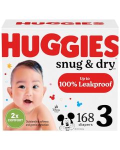 Huggies Pañales para bebé Snug & Dry, talla 3 (16-28 libras), 168 unidades