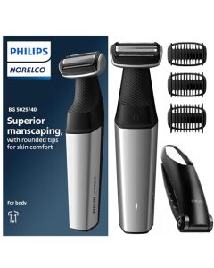 Philips Norelco Bodygroom Series 5000 Recortadora corporal a prueba de ducha para hombre con accesorio trasero, BG5025/40