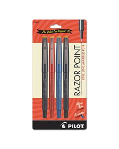 Pilot Razor Point Marcador Stick bolígrafos, punta extra fina, Colores Variados, paquete de 4
