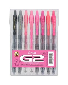 Pilot, G2 Premium - Bolígrafos de gel con 8 unidades, punta fina, 0,7 mm, color rosa surtido, paquete de positividad