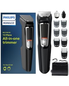 Philips Norelco - Recortadora todo en uno de 3000-13 piezas para hombre, kit de aseo para barba, cara, nariz, cortadora de pelo y cortadora de pelo, no necesita aceite de cuchilla, MG3740/40