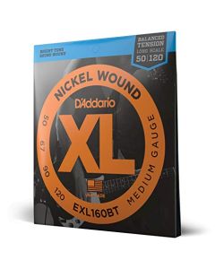 D'Addario Bajo Electrico Cuerdas | Cuerdas Bajo Electrico | Juego de Cuerdas Bajo Electrico | EXL160BT, cuerdas con entorchado en níquel para bajo, tensión media equilibrada, 50-120