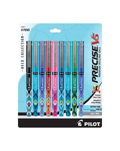 Pilot Precise V5 Deco Collection Bolígrafos punta redonda, punta extrafina, caja de docena, azul (38816), Paquete de 9, Variados, 9-Pack
