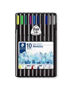 STAEDTLER 34 SB10MS juego de movilidad triplus caja de computadora de 10 piezas para trabajar sobre la marcha, amarillo, azul, verde, violeta, rojo, negro