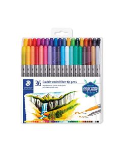 Staedtler Marcadores de doble extremo, puntas de bala surtidas, colores surtidos, paquete de 36