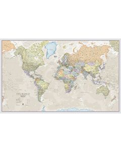Maps International - Mapa del mundo gigante, póster clásico con el mapa del mundo, plastificado - 46 x 77.5 – Colores clásicos