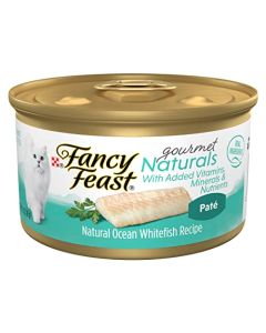 Purina Fancy Feast Grain Free, Natural Pate Wet Cat Food, Gourmet Naturals Natural Ocean Whitefish Recipe - (12) 3 oz. Cans