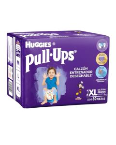 Huggies Pull-Ups Calzoncitos Entrenadores, Talla Extragrande Niño, Paquete con 30 Piezas, Ideal para niños de 18 kg o más