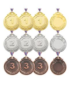 Caydo 12 medallas ganadoras del premio de bronce y plata de 2 pulgadas con 1er segundo y 3er para competiciones, fiestas, deportes para niños y adultos