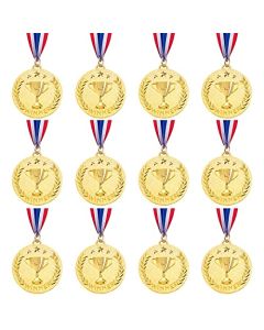 Caydo 12 medallas ganadoras con gráficos de trofeos para competiciones, deportes, fiestas para niños y adultos, 2 pulgadas