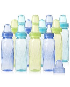 Evenflo Feeding Classic Twist Tinted Bottles, Green/Blue/Orange, 8 Ounce (Pack of 12)