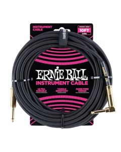 Ernie Ball - Cable trenzado para instrumentos, recto/acodado, 3 m, color negro