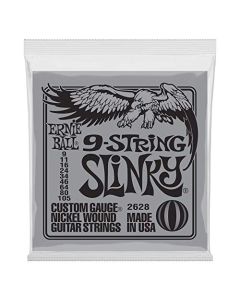 Ernie Ball Slinky P02628 - Cuerdas para guitarra eléctrica de 9 cuerdas, entorchado de níquel, calibre 9-105