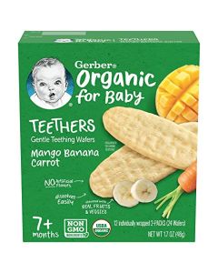 Gerber Teethers Baby Snacks para Bebé Galletas para Bebé Saludables Importadas - 24 teethers - 1.7oz (Mango Banana Carrot)