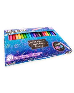 Sharpie Marcadores permanentes. 20 piezas (14 punta fina + 6 punta ultra fina). Incluye 2 hojas de juego "Sharpie Game". Edición limitada.