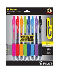 Pilot, G2 Premium - Bolígrafos de gel de punta fina, 0,7 mm, colores surtidos, paquete de 8