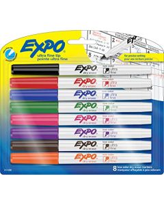 Expo Low-Odor Dry Erase Markers, Ultra-Fine Tip, 8-Pack, Assorted Colors