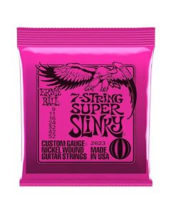 Ernie Ball Super Slinky - Cuerdas para guitarra eléctrica de 7 cuerdas, entorchado de níquel, calibre 9-52